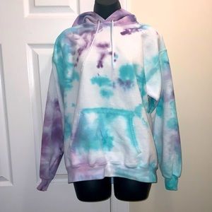 Purple and turquoise tie dye hoodie
